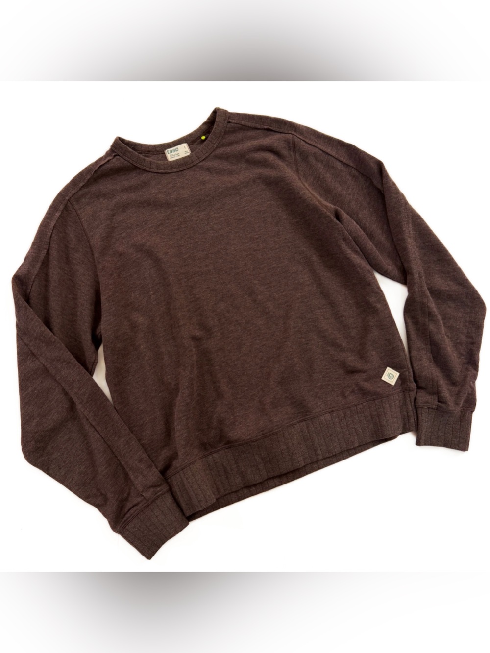 Tasc Sweatshirt Womens Large Stadium French Terry Mocha Brown Crewneck
